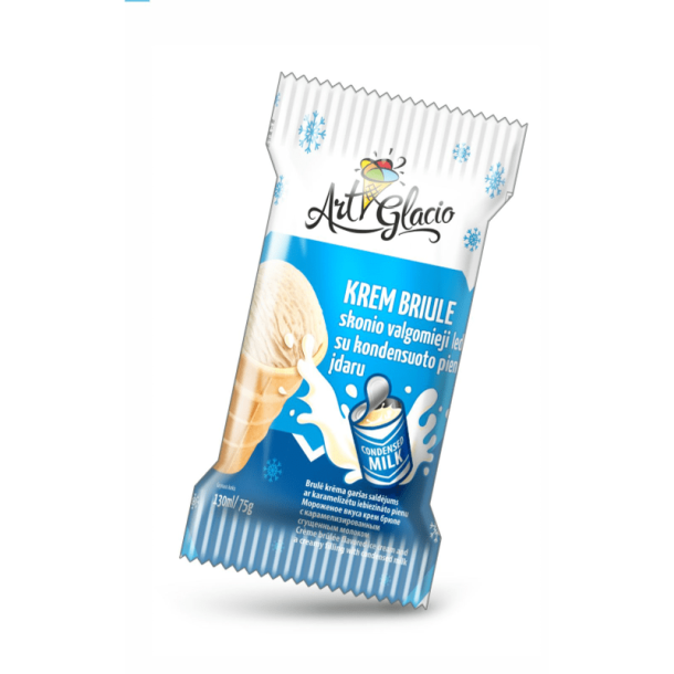 Krembrulle iskrem med kondensert melk "Art glacio" i vaffelkopp 75g