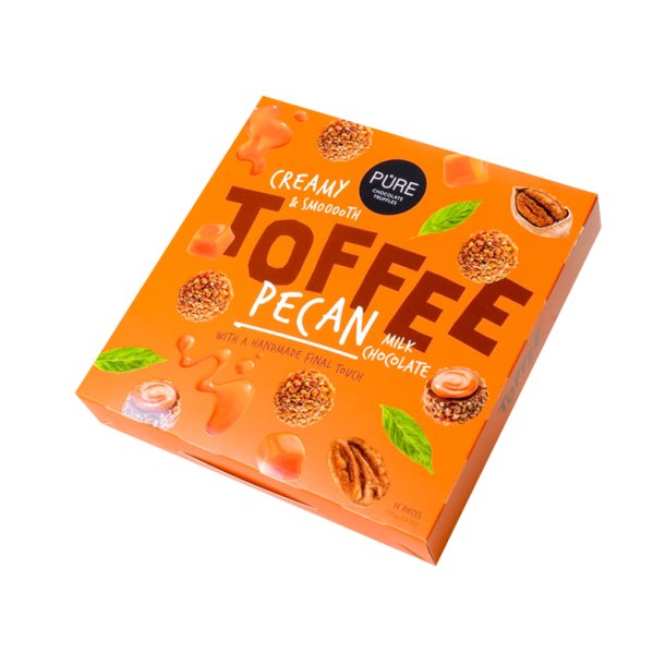 Melkesjokoladetrfler med toffeekrem og pekandekor PURE 153g