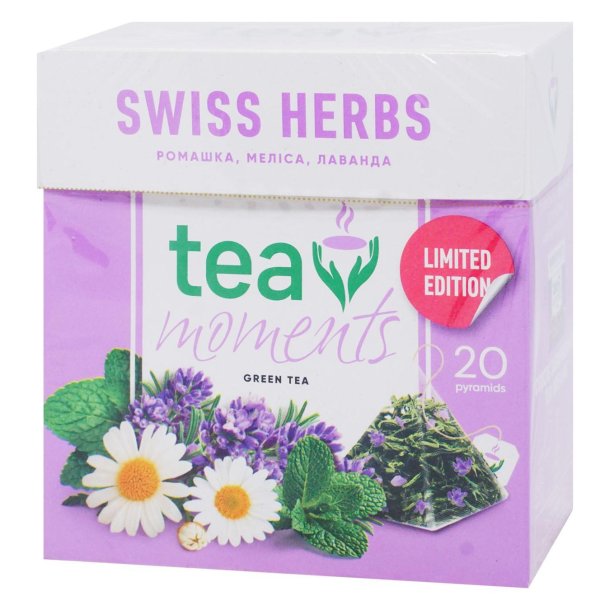 Grønn te i pyramidene "Swiss Herbs" Tea moments 34g