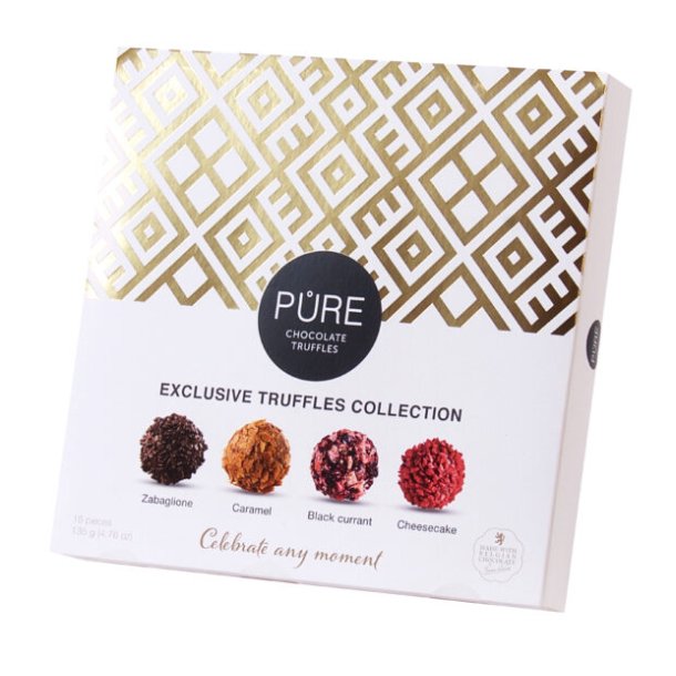 Eksklusiv samling av sjokoladetrfler PURE 135g