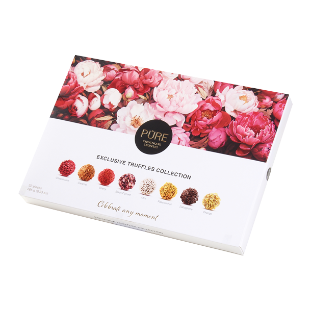 Samling av melkesjokolade og mrk sjokoladetrfler PURE 265g