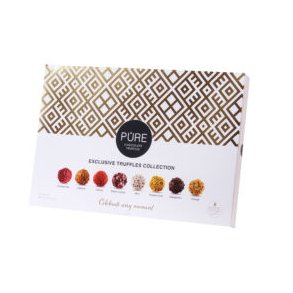 Samling av melkesjokolade og m�rk sjokoladetr�fler PURE 265g