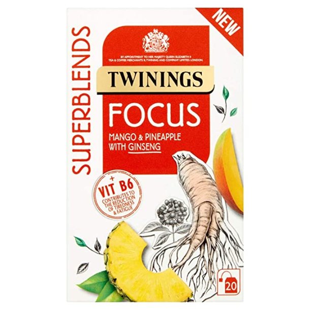 Focus Mango &amp; Ananas med finseng Twinings, 40g (20 x 2g)