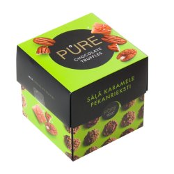 Melkesjokoladetrfler med salt karamellkremfyll og pekandekor PURE 110g