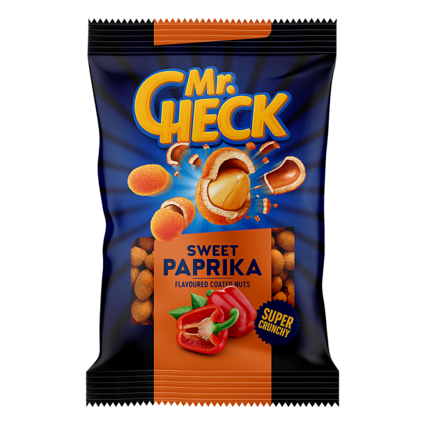 Sprø belagte peanøtter med søt paprika smak Mr.Check, 150g