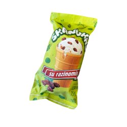 Vanilje iskrem med rosiner "Art Glacio" i vaffelkopp 75g