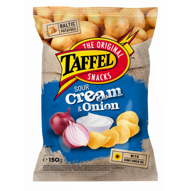 TAFFEL Chips Sour Cream &amp; Onion, 150g