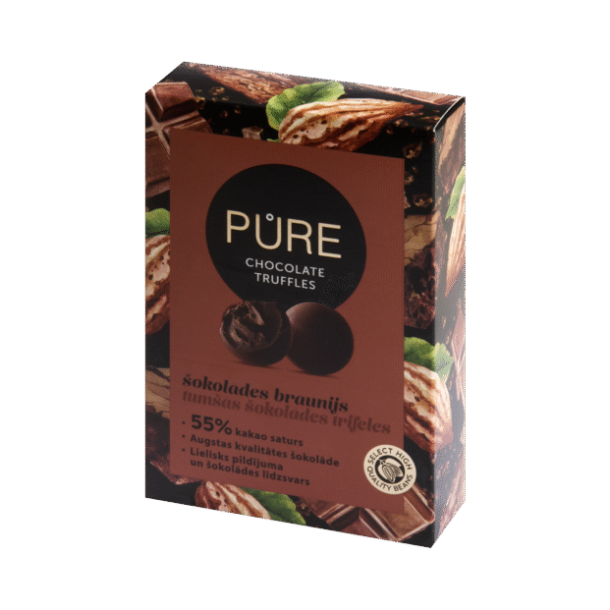 M�rk sjokoladetr�fler med sjokoladebrowniekremfyll PURE 148g