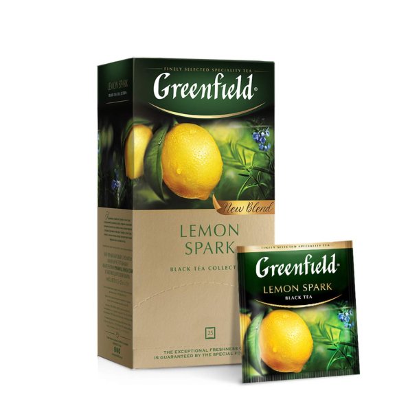 Svart Te Lemon Spark Greenfield, 25 puser x 1,5g