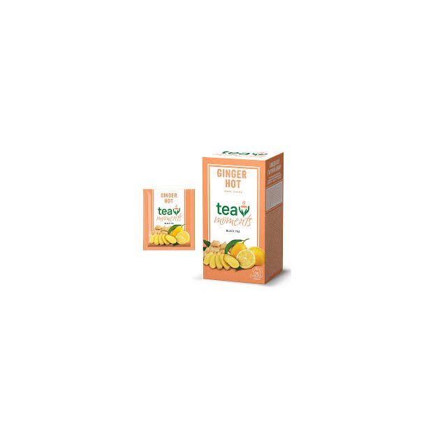 Svart te i pyramidene "Ginger hot" Tea moments 43g