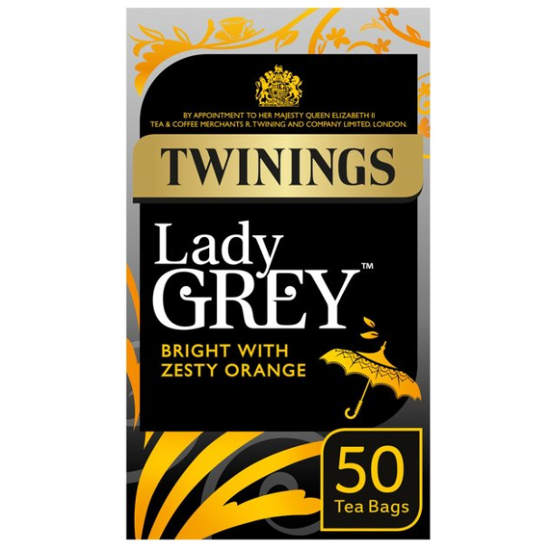 Svart te Lady grey Twinings, 125g (50 x 2,5g)