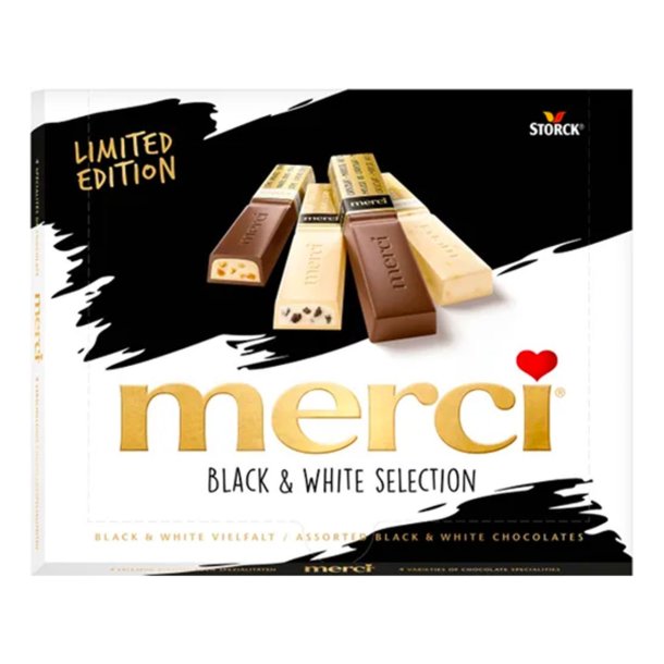 MERCI Black &amp; White Selection Sjøkolade Konfekter, 240g