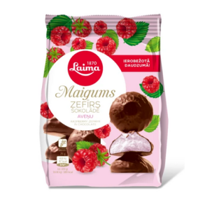 Sefyr Bringebr i Mrk Sjokolade Maigums LAIMA, 175g