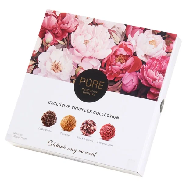 Samling av melkesjokolade og mrk sjokoladetrfler PURE 135g