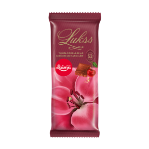 LAIMA mrk sjokolade med kirsebr og knuste mandler, 90g