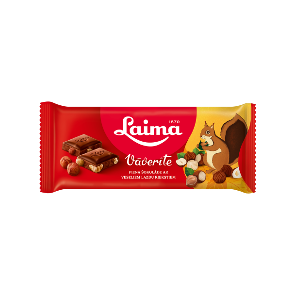 LAIMA "Vaverite" melkesjokolade med hele hasselntter, 90g
